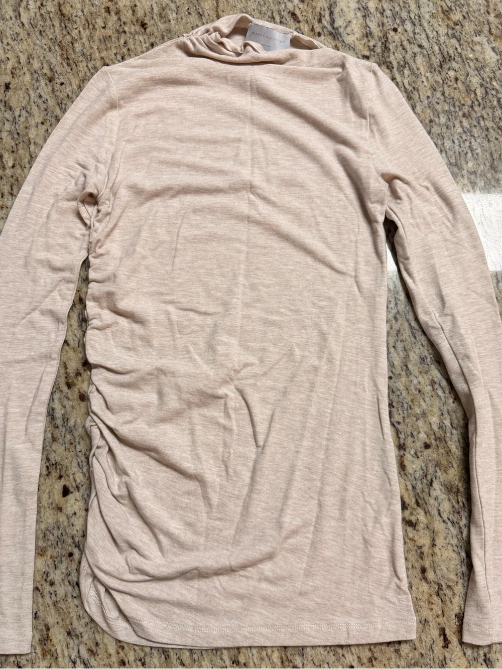 Modern Citizen Light Beige Long Sleeve Ruched Side Top